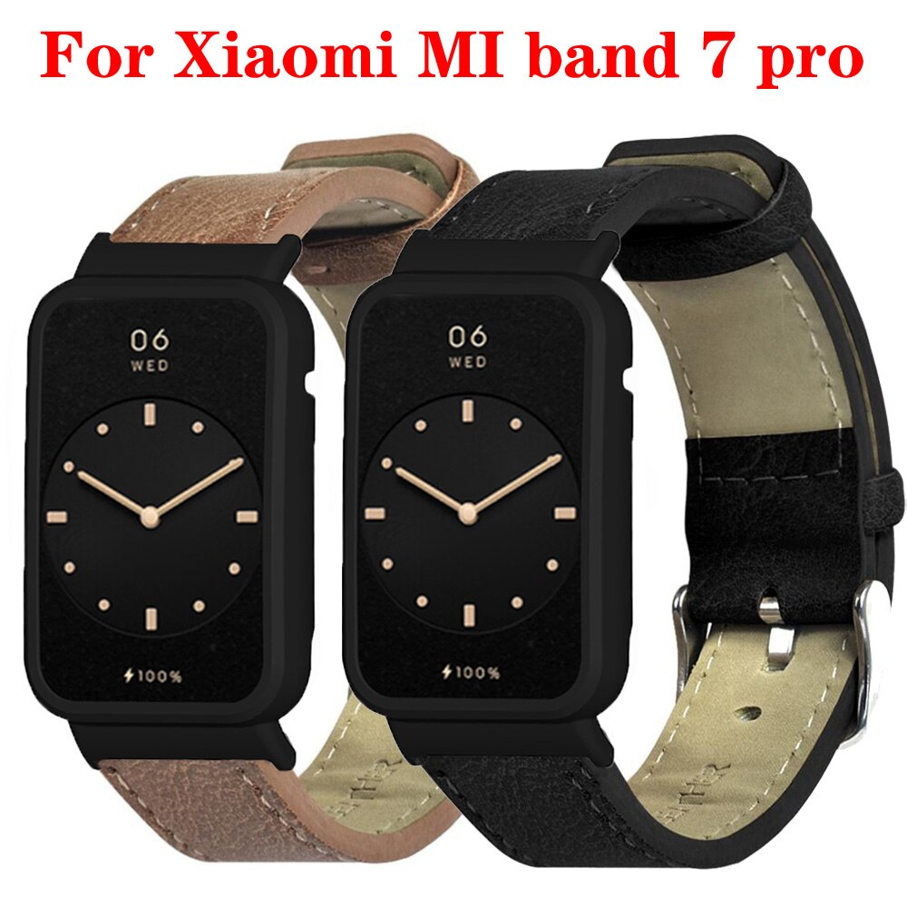 สายนาฬิกาข้อมือหนัง พร้อมเคส สําหรับ Mi Band 7 Pro