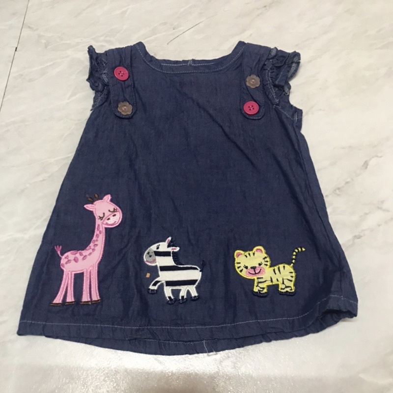 Bno มินิเดรส เด็ก ลายสัตว์ ผ้ายีนส์ ชุดไปสวนสัตว์ เดรส เสื้อ สำหรับเด็กเล็ก มือสอง มือ2 บีโน่