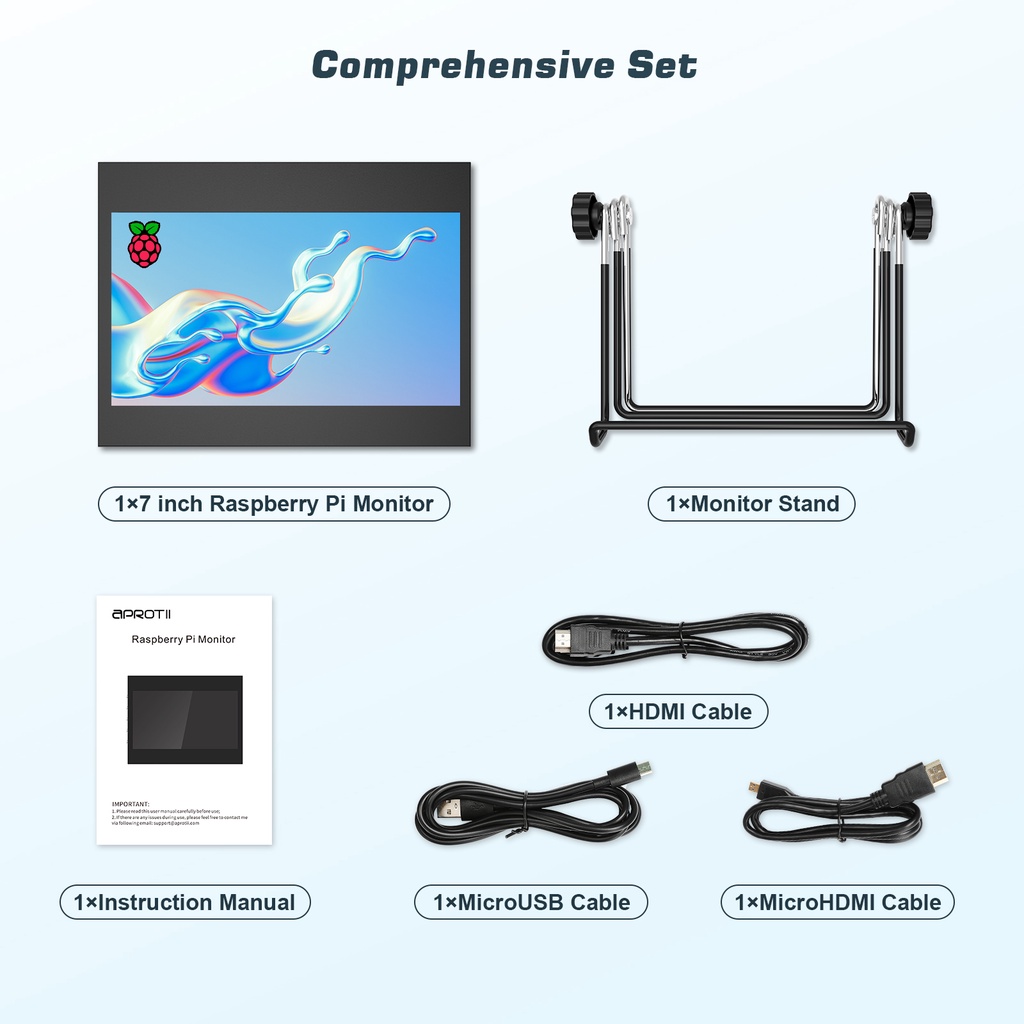 Upgraded 7 Inch Raspberry Pi Monitor With Stand, 1024x600 IPS Capacitive Touch Screen Display USB/HDMI Cable For Laptop #8