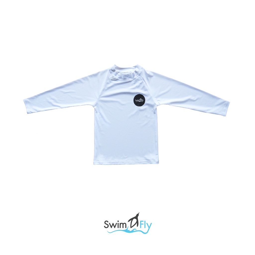 เสื้อว่ายน้ำผ้ากันยูวี UPF 50+, Matching Rash Vest Kids and Adult สีขาว และดำ