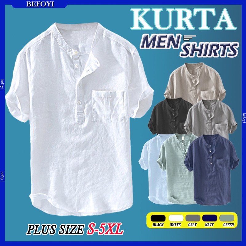เสื้อเชิ้ตผู้ชายผ้าลินินลําลองแขนสั้นธรรมดาเสื้อคอปกขนาดบวกหล่อสีทึบสีดําสีเขียวสีขาว เอสเจ1144