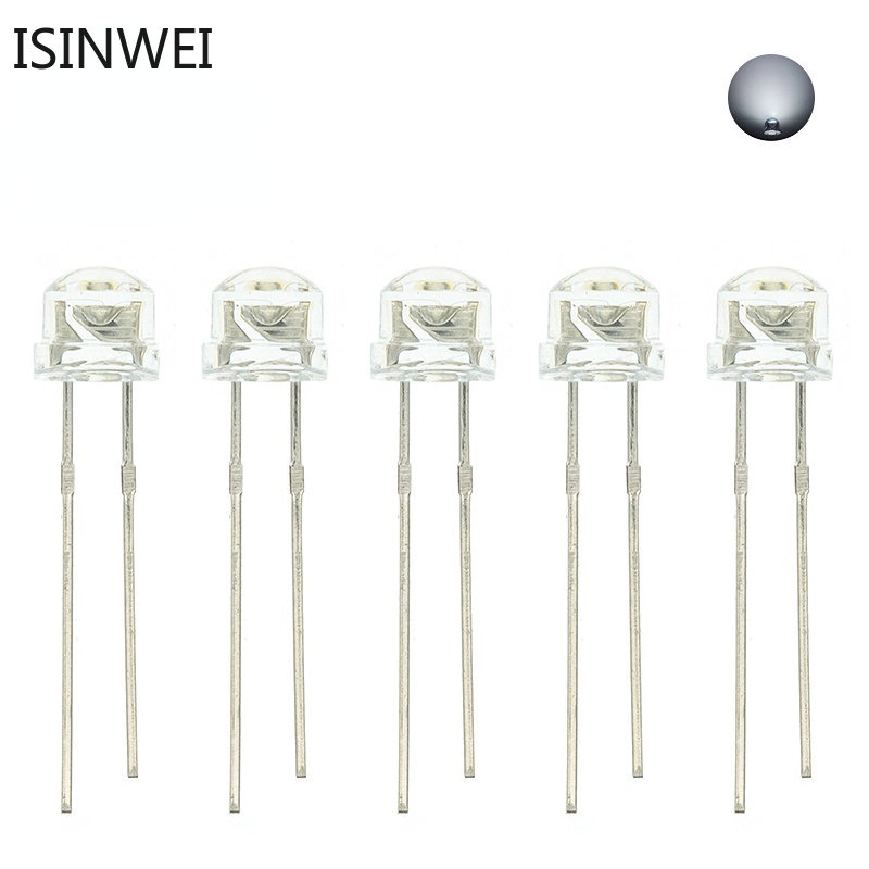 1000 ชิ้น 5 มิลลิเมตร LED ไดโอดหมวกฟางสีขาวสีแดงสีเขียวสีฟ้าสีเหลือง DIP F5 Super Bright Emitting Light DIY PCB หลอดไฟ - รูปที่ 6