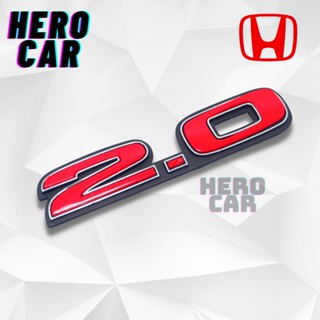 โลโก้​ LOGO 2.0 สีแดงขอบดำขนาดกว้าง 3.5cm.สูง2.5 cm ติดท้ายรถยนต์ HONDA