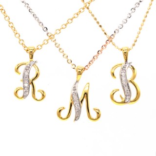 Happy Jewelryจี้เพชรแท้ ตัวอักษร M จี้เพชรแท้ ตัวเรือนทองแท้ 37.5% (9K) PD163