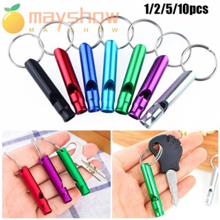 MAYSHOW 1/2/5/10pcs 7 Colors Survival Whistle Small Size EDC Tools Emergency Whistles with Keyring Aluminum Camping Hiking Outdoor Training Accessories/Multicolor