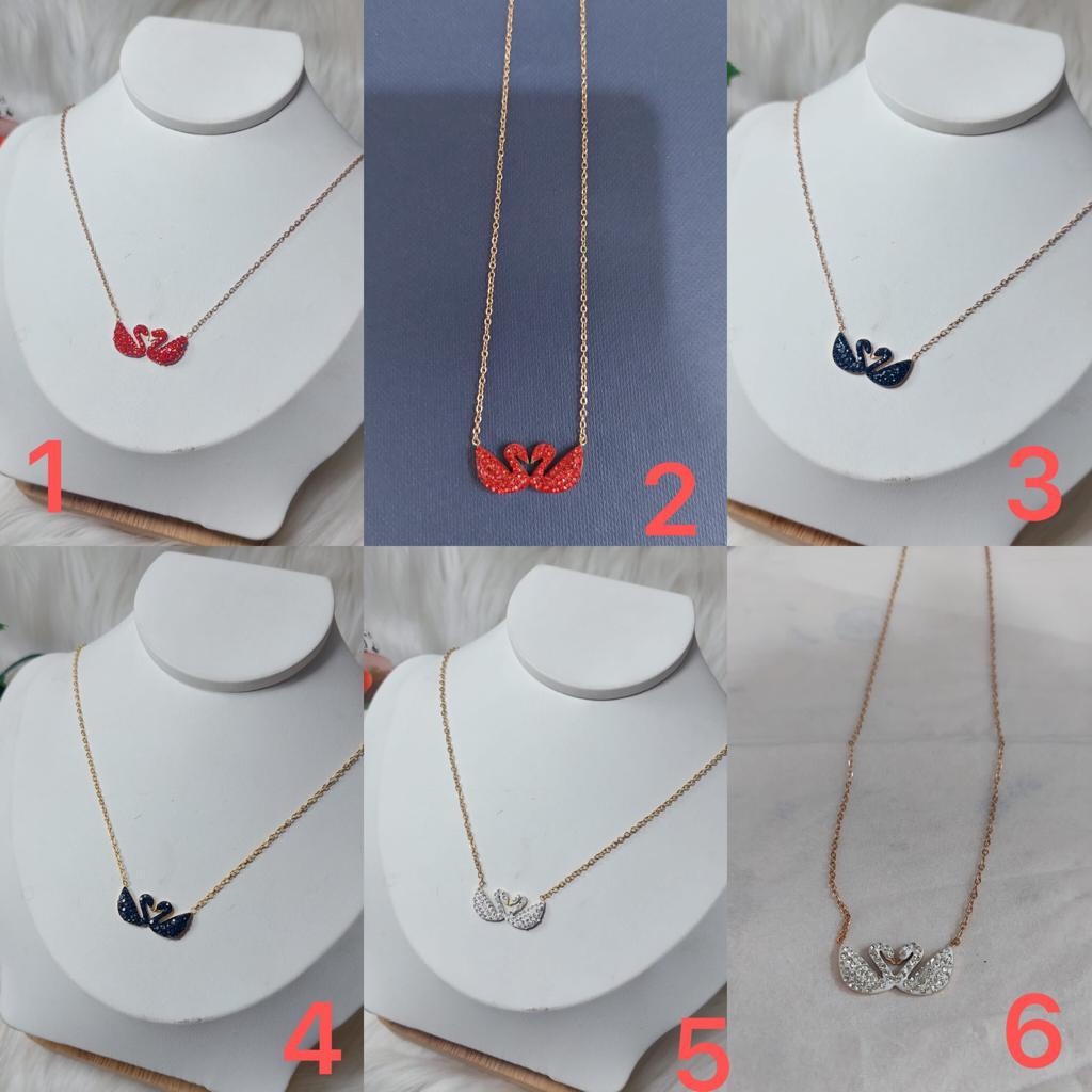 TITANIUM DOUBLE GOOSE NECKLACE GEM เครื่องประดับผู้หญิง || อุปกรณ์เสริมสําหรับผู้หญิง DOUBLE-EYED TI