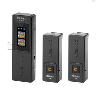 Comica VDLive10 ตัวรับส่งสัญญาณไมโครโฟนไร้สาย USB 2.4G พร้อมพอร์ต Type-C เคสชาร์จ เมาท์โคลด์ชู สําหรับสมาร์ทโฟน กล้อง คอมพิวเตอร์ ถ่ายทอดสด สัมภาษณ์ บันทึก