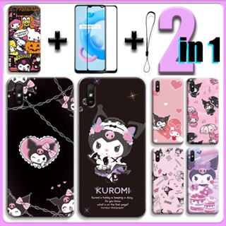 เคส 2 IN 1 สําหรับ Redmi 9A พร้อมกระจกนิรภัยกันรอยหน้าจอเซรามิค Kuromi