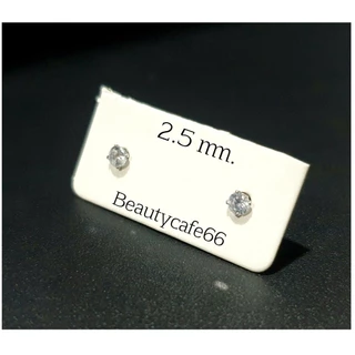 DB31 ต่างหูเพชร circle cut สีขาว 2mm.- 6 mm. ก้านสแตนเลส (1คู่) ต่างหูเพชร เตย 6 ขา