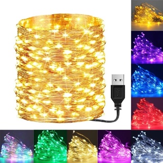 10M USB LED ทองแดง ลวด สายไฟ Fairy Light Strip Lamp Xmas Party  10เมตร 100LED