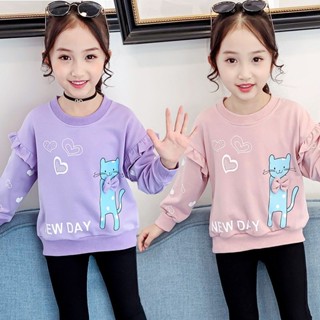 เสื้อสเวตเตอร์พิมพ์ลายการ์ตูนเด็กผู้หญิง