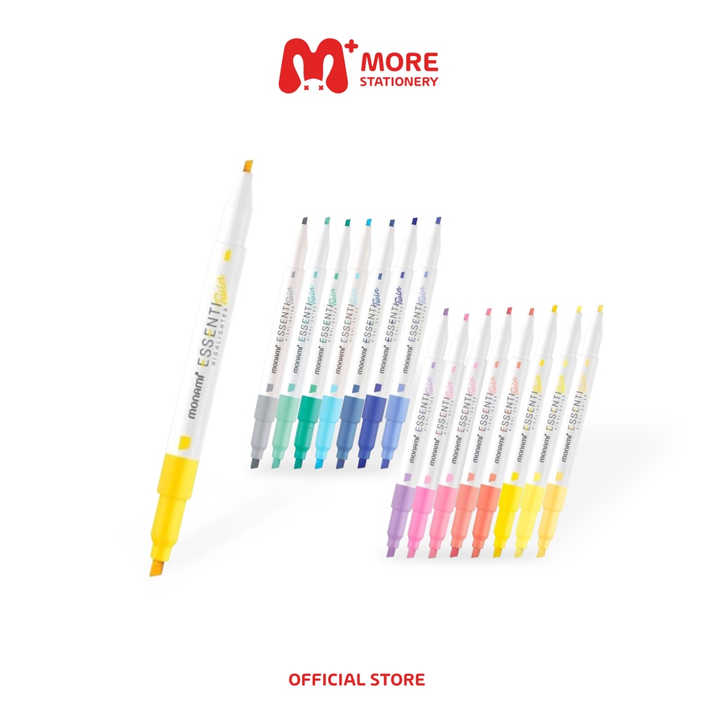 Monami (โมนามิ) ปากกาเน้นข้อความ 2 หัว ไฮไลท์ รุ่น Essenti Twin Highlighter