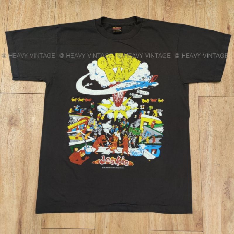 GREEN DAY DOOKIE ฟอกไบโอ เสื้อทัวร์ วงร๊อค วงกรีนเดย์ ป้ายUSA เสื้อวินเทจ heavy vintage shirt