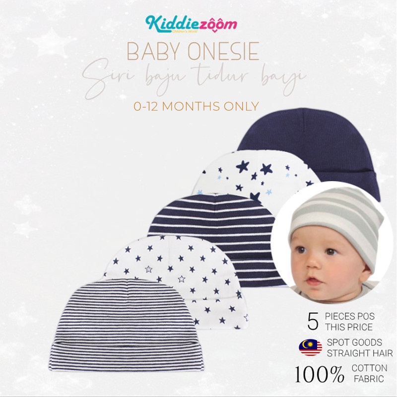 Kiddiezoom ชุดหมวกเด็ก 5 ชิ้นเด็กทารกเด็กผู้หญิงหมวกผ้าฝ้าย 0-6 เดือนชุดหมวกเด็ก