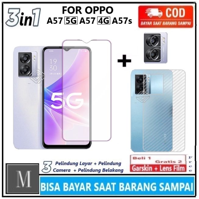 LAYAR 3in1 กระจกนิรภัยแพคเกจ Oppo A57 5G A57 4G A57s คลุมทั้งหมด Anti-Scratch Glass ปกป้องหน้าจอกระจ