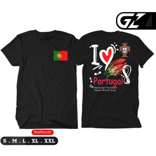 เสื้อยืด พิมพ์ลายทีมชาติฟุตบอล I love Portugal World Cup 2022