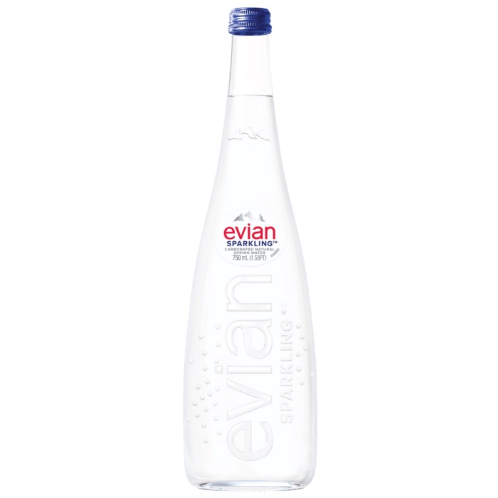 เอเวียง น้ำแร่โซดา ในขวดแก้ว 750มล. จากฝรั่งเศส - Evian Sparkling Water Glass bottle 750ml imported from France
