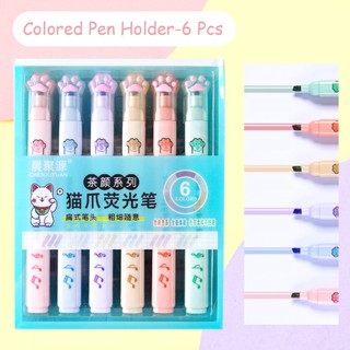 ชุดปากกามาร์กเกอร์ ไฮไลท์ Kawaii 6 สี 6 ชิ้น