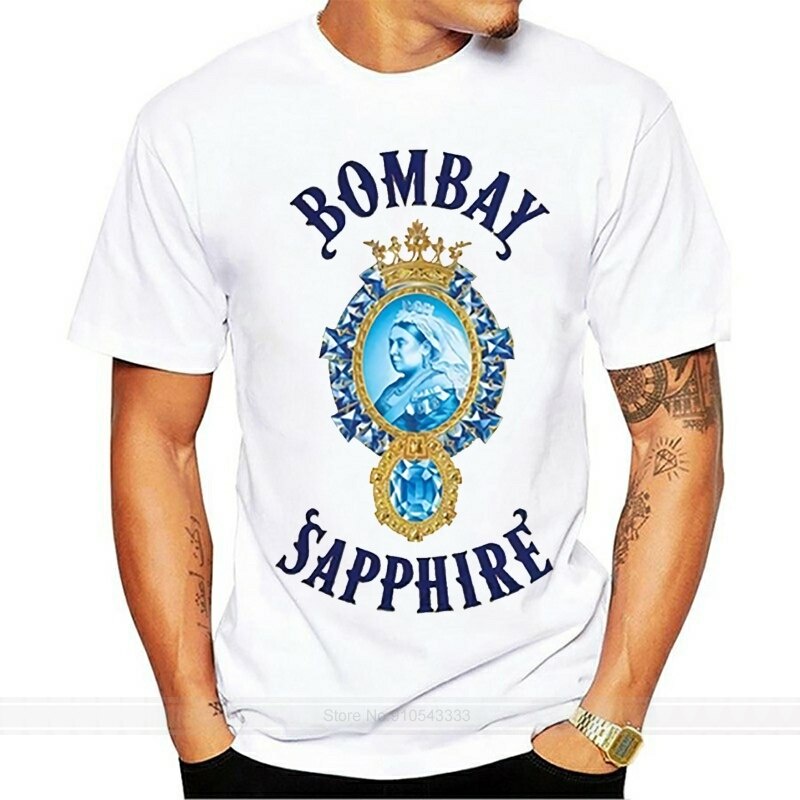 Bombay Sapphire Ginกราฟิกเหล้าTเสื้อผ้าฝ้ายผู้ชายฤดูร้อนแฟชั่นเสื้อยืดยูโรขนาด