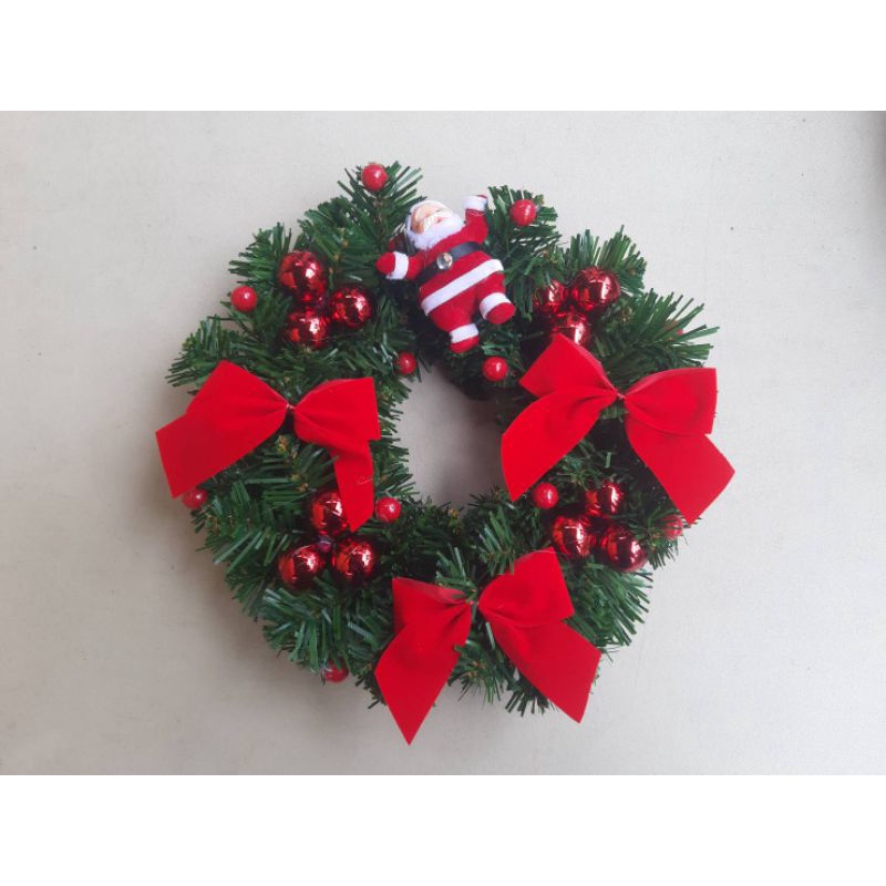 (จากไทย) หรีดคริสต์มาส 10 นิ้ว แถมตะขอแขวน (Christmas Wreath 10 inches)