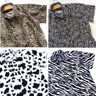 S-5XL มีทั้งไซส์เด็กและผู้ใหญ่ ลาย Animal prints ลายเสือ ลายวัว ลายม้าลาย ลายยีราฟ เสื้อเชิ้ต เสื้อคู่ เสื้อครอบครัว