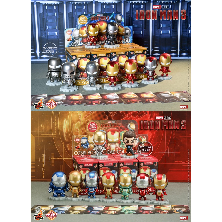 ￼[ยกกล่อง] Hot Toys Iron Man 3 Cosbi Bobble Head Collection ลิขสิทธิ์แท้ ❤️ CosBaby ของสะสม ไอรอนแมน Hottoys ทอยสต