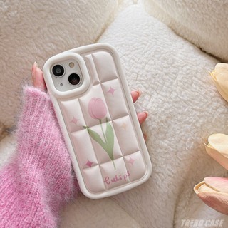 เคสซิลิโคนนิ่ม ลายดอกทิวลิป สีชมพู สําหรับ iPhone 14 13 12 11 Pro Max 14Pro