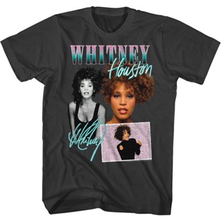 Autograph Collage Whitney Houston T-Shirt เสื้อคู่รัก เสื้อยืดเข้ารูป