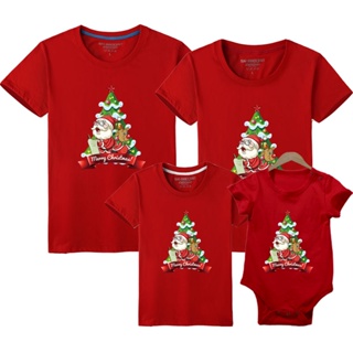 เสื้อผ้าครอบครัว ชุดรอมเปอร์แขนสั้น พิมพ์ลายกวาง คริสต์มาส สําหรับแม่ และลูกสาว