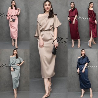 🔖ป้าย MirrorSister #30823.1 เดรสออกงาน สวย หรู ดูแพง ARisToTLE SHoLDER-oFF DReSS ผ้าซิลค์ ซาติน เนื้อสวย ใส่ออกงานได้ดี