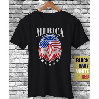 เสื้อสีขาว เสื้อคู่วินเทจ - Merica Usa ธง 4 กรกฎาคมรักชาติรักชาติอินทรีแว่นกันแดดตลกของขวัญเสื้อยืด