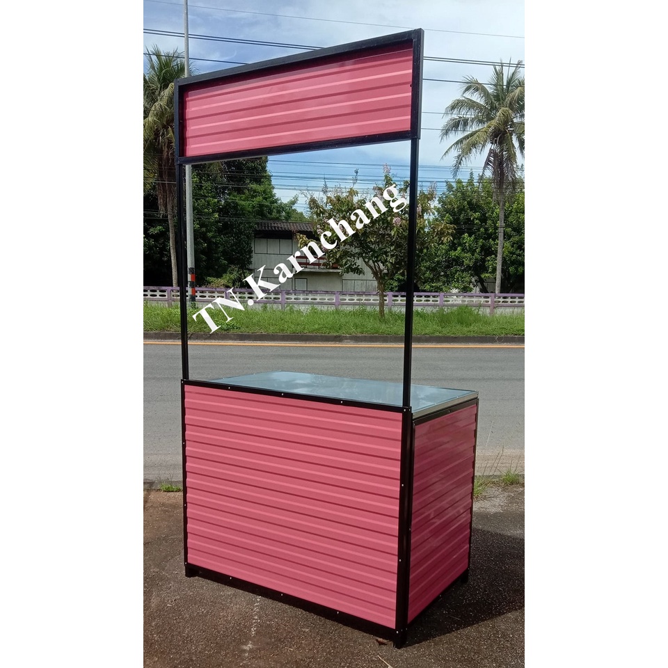 โต๊ะคีออสถอดประกอบได้ **ใส่รถเก๋งได้** สีชมพู/ดำ