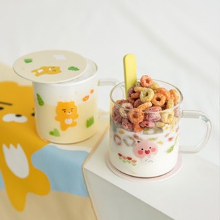 ( พร้อมส่ง ) Kakaofriends Glass Cup &amp; Coaster แก้วน้ำพร้อมแผ่นรองแก้ว