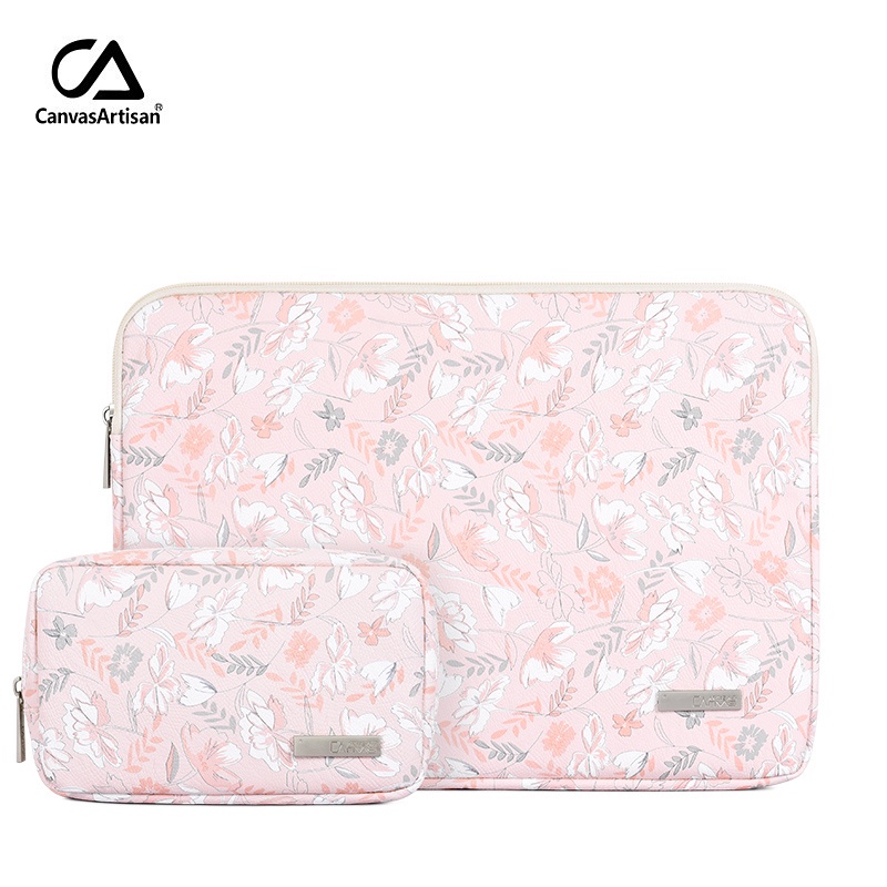 vfk_yomxw4CanvasArtisan Pink Floral Pattern Laptop Sleeve Bag Set Waterproof Leather Cover Case for Matebook Air Pro Tab #8
