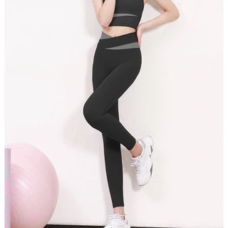 (S-3XL) กางเกงโยคะขายาว สีทูโทน กางเกงเลกกิ้ง กางเกงออกกำลังกายผู้หญิง รุ่น YOGA-044