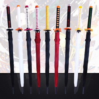 Demon Slayer Kimetsu No Yaiba Anime Knife Sword Umbrella Creative Samurai Long Handle Sunny and Rainy Umbrella Parasol C