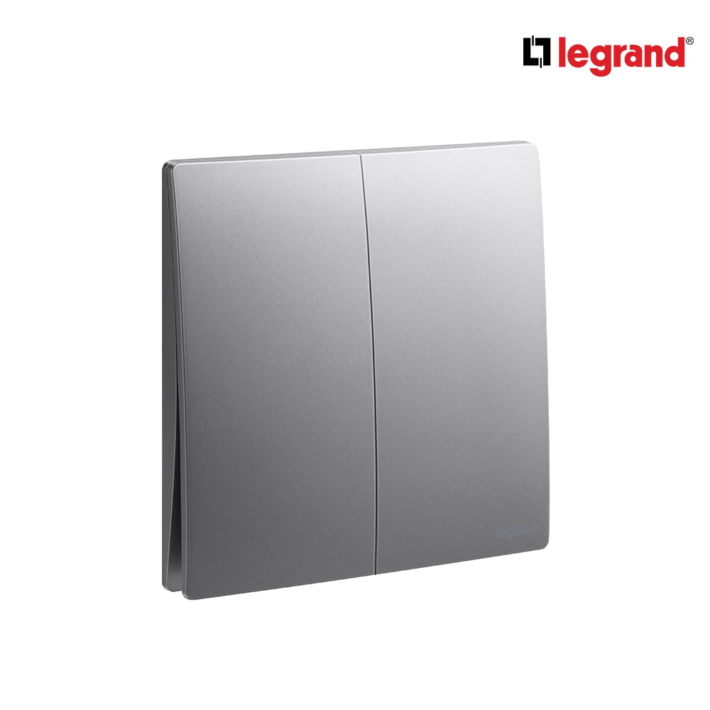 Legrand สวิตช์ทางเดียว 2 ช่อง สีเทาดำ 2G 1W Switch 16A | Mallia Senses | Dark Silver | 281002DS