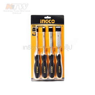 INGCO ชุดสิ่วลบเหลี่ยมไม้ สิ่วตอกไม้ 4 ชิ้นต่อแพ็ค ชุดสิ่วลบเหลี่ยมไม้ 4 ขนาด ตูดเหล็ก ตอกได้  รุ่น HKTWC0401