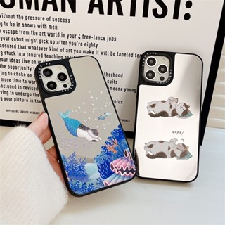 Casetify เคสโทรศัพท์มือถือ TPU กันกระแทก ลายแมวใต้ทะเล พร้อมกระจก สําหรับ iPhone 14 Pro MAX 14 Plus 13 12 11 Pro MAX