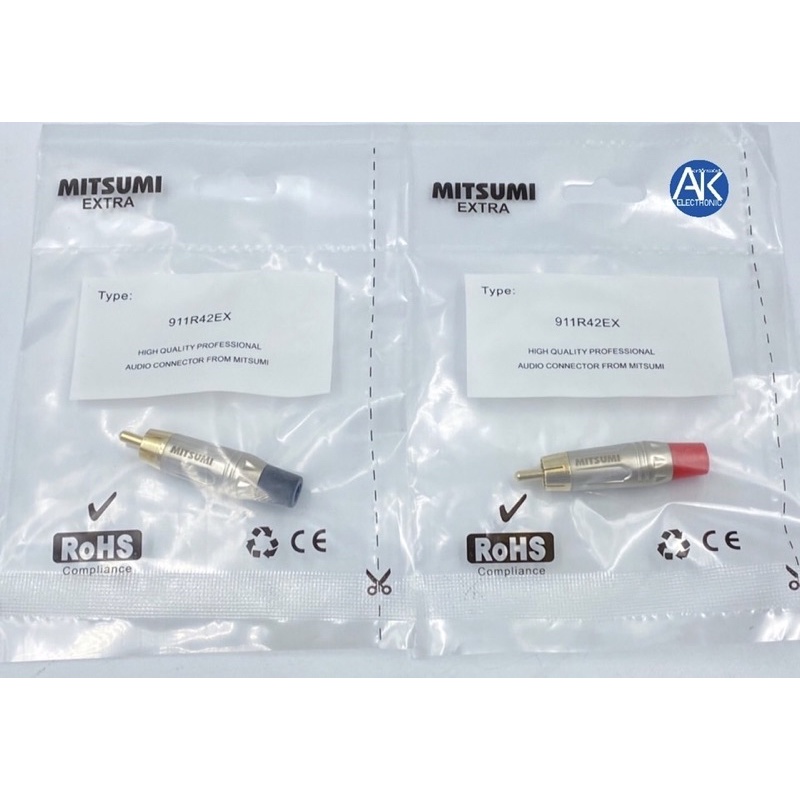 1คู่ MITSUMI EXTRA 911R42EX RCA ขั้วทอง สีดำ สีแดง ปลั๊ก RCA ตัวผู้ ขั้วทอง RCA MITSUMI EXTRA