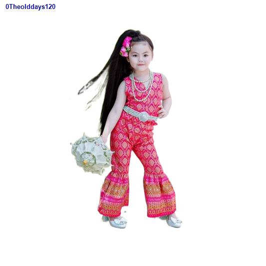 จัดส่งตรงจุด(KE)ชุดไทยเด็กหญิง ชุดไทยประยุกต์ ชุดไทยไปวัด ชุดวันลอยกระทง แฟชั่นลูกสาว #c