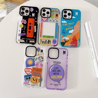 แนวโน้ม BTS การ์ตูน ประทับ เคสไอโฟน 14 Pro Max iphone 13 Pro Max 12 Pro Max 11 Case ใหม่ ขอบสี เรียบง่าย โปร่งใส ป้องกันการหล่น ซิลิกาเจล นุ่ม เคส