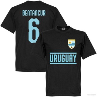 ▅▓▒เสื้อยืดคอกลม แขนสั้น ลายทีมฟุตบอลโลก Uruguay Jersey Fans Suarez Bentancur สีดํา พลัสไซซ์ สําหรับผู้ชาย และผู้หญิง