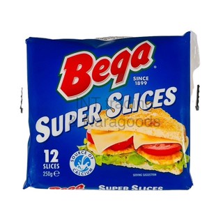 BEGA SUPER SLICES 250g.(12 SLICES ) เบก้า เชดด้าชีสแบบสไลด์ 250 กรัม ( 12 แผ่น) นำเข้าจากออสเตรเลีย