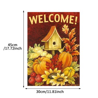 ธงต้อนรับ แบบสองด้าน พิมพ์ลาย Welcome สําหรับตกแต่งบ้าน ระเบียง สวน ของขวัญ
