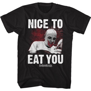 Nice to Eat You Silence of the Lambs T-Shirt เสื้อ ยืด ผู้ชาย เสื้อยีด เสื้อ ยืด ผู้ชาย เสื้อวินเทจผญ