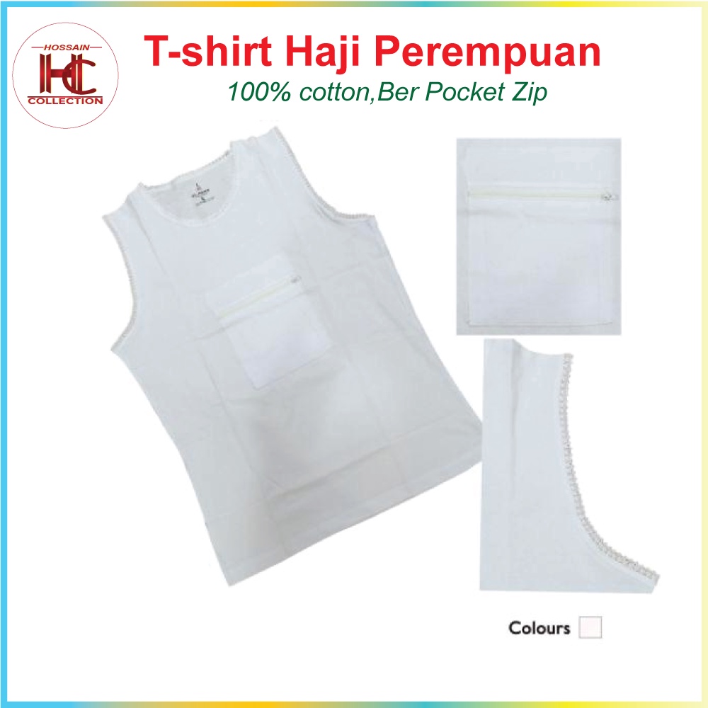 เสื้อยืด Haji Perempuan Ber Pocket Zip (ผ้าฝ้าย 100% (S-3XL)