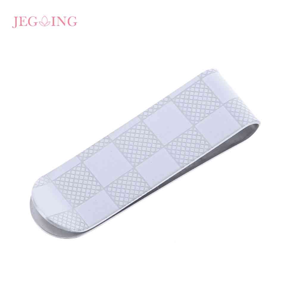 คลิปสแตนเลส ลายสก๊อต สีเงิน สําหรับหนีบธนบัตร Wallet [Jego》Th]