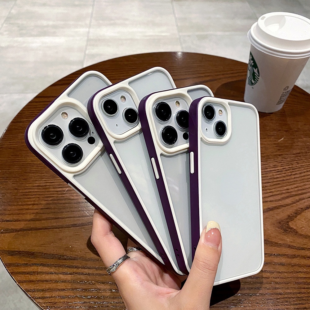 Candy สี Soft TPU กันชนเคสโทรศัพท์สําหรับ iPhone 14 Plus 13 Mini 14 Pro Max 13 Pro อะคริลิคใส Hard ฝ