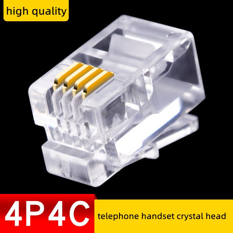 4P4C หัวคริสตัล RJ9 connector โทรศัพท์สี่แกน handset หัวคริสตัล 4-core,4 ตําแหน่ง 4 ตัวนํา RJ9 คลิป